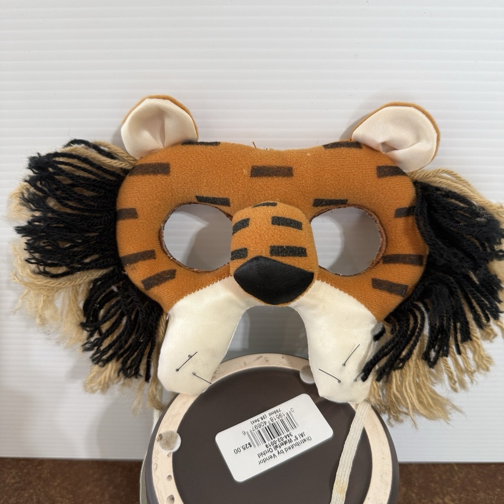 LION Face Mask Plush Ties Halloween Vintage Applause EUC